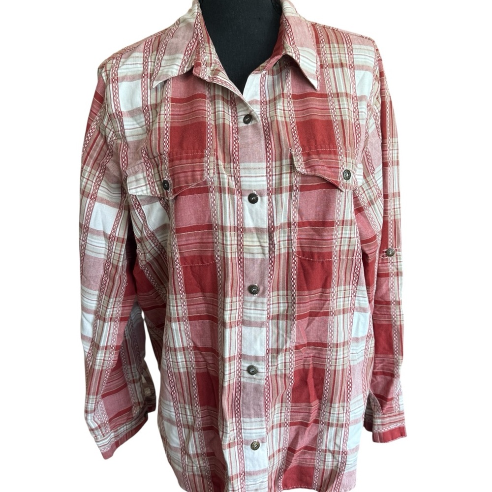 Alfred Dunner Red and Cream Plaid Shirt